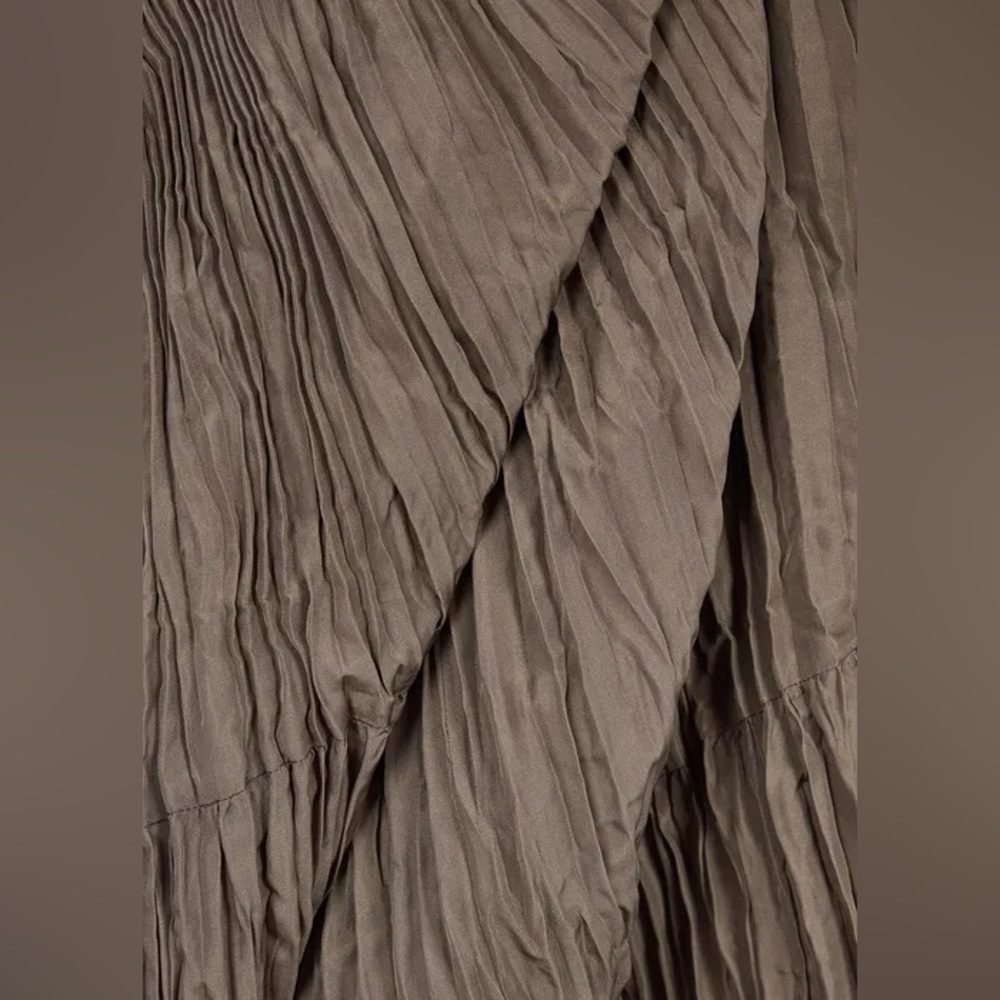 Eileen Fisher Crushed Silk Tiered Midi Dress Brown Size XL Sleeveless - Picture 6 of 14